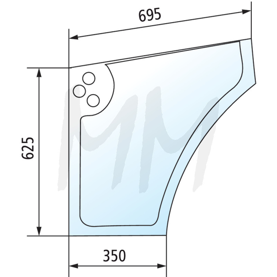 Fotografija izdelka Steklo vrat spodnje levo CASE IH, NEW HOLLAND