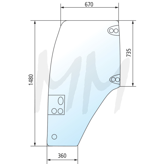 Fotografija izdelka Steklo vrat levo NEW HOLLAND, CASE IH