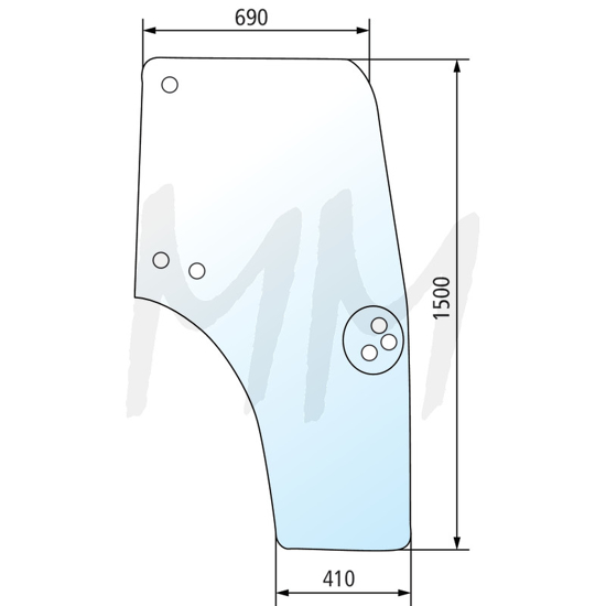 Fotografija izdelka Steklo za vrata desno CASE IH, STEYR, NEW  HOLLAND