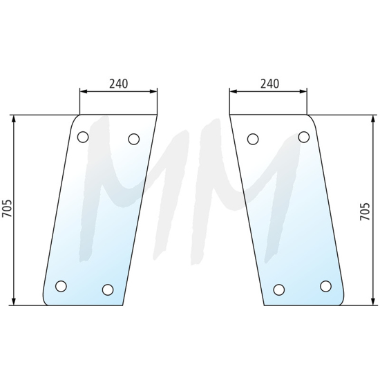 Fotografija izdelka Steklo za kot Deutz-Fahr, desno in levo