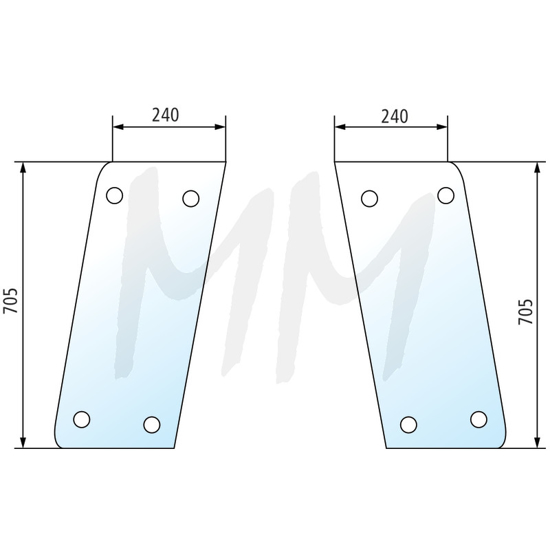 Fotografija izdelka Steklo za kot Deutz-Fahr, desno in levo