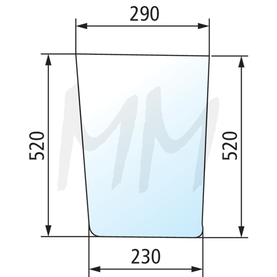 Fotografija izdelka Vetrobransko steklo Case IH, spodnje levo