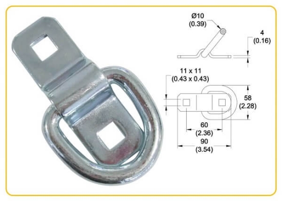 Fotografija izdelka Privez s sponko 1135/2270kg (set 2 kos), 90 x 30 mm