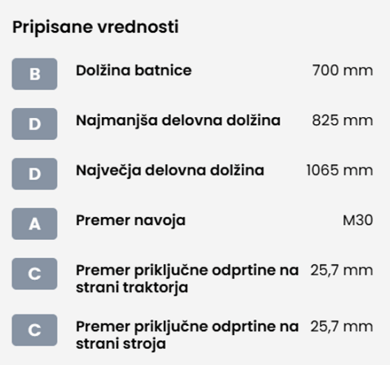 Fotografija izdelka Topling ročica 25-25, L= 825 mm - 1065 mm