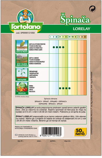Fotografija izdelka Semena Špinača Lorelay, 50 g